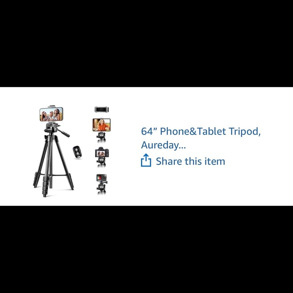 64" Camera Tripod Stand, Versatile Phone & iPad Tripod with Wireless Remote